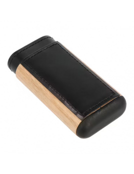 Puzdro na 3 cigary Wood kožené čierne 135 mm