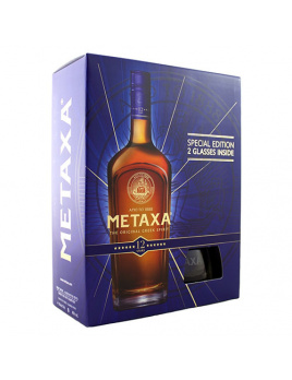 Brandy Metaxa 12* s 2 pohármi 40 % 0,7 l