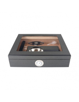 Humidor SET Carbon-Glass na 15 cigár