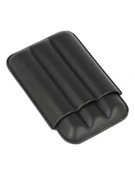 Puzdro na 3 cigary, čierna koženka