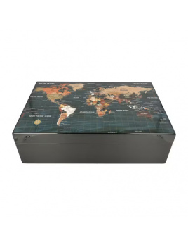 Humidor World Map glossy black