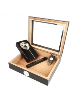 Humidor set čierny presklený 15D