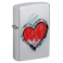 Zippo Heart Design – romantický zapaľovač s motívom srdca na povrchu Satin Chrome