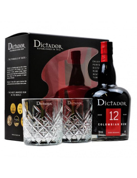 Rum Dictador 12 ročný s 2 pohármi 40% 0,7 l