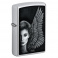 Zippo Lady Wing – zvodný zapaľovač s motívom ženy s krídlami na povrchu Satin Chrome
