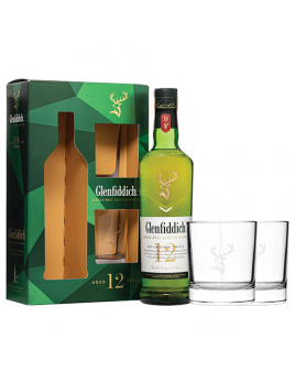 Whisky Glenfiddich 12 ročná s 2 pohármi 40 % 0,7 l