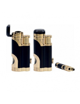 Zapaľovač s vyrezávačomLucca di Maggio Duo Jet Black-Gold