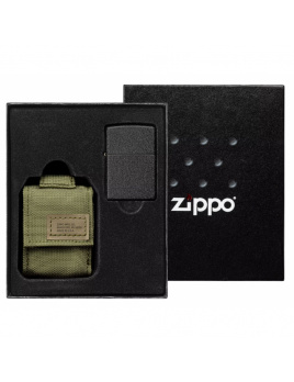 Sada 30056 taktické puzdro + zapaľovač Zippo 26075 Black Crackle™