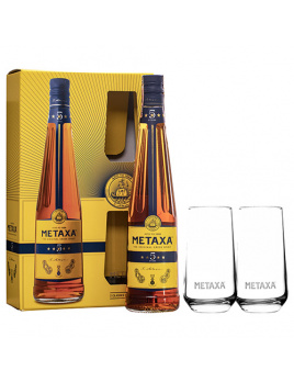 Brandy Metaxa 5* 38% 0,7 l + 2 poháre