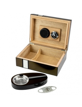 Humidorový set 2-Tone Laserfinish Carbon pre 25 cigár s príslušenstvom